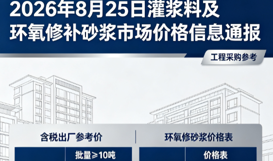 平坝2026年8月25日灌浆料及环氧修补砂浆市场价格信息通报